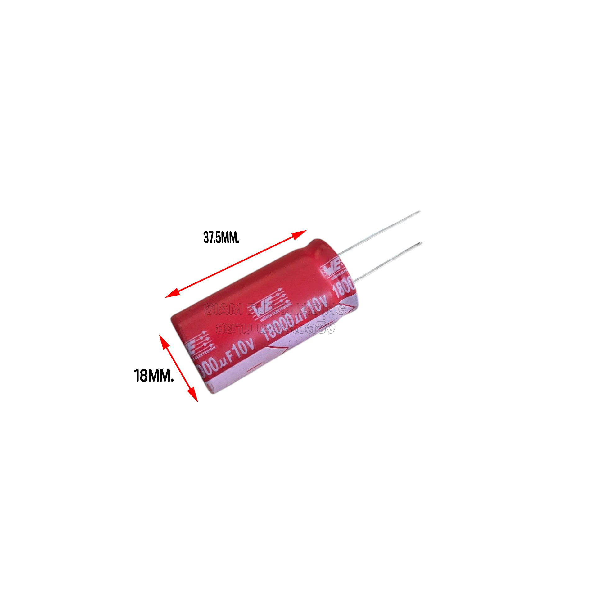 18000UF 10V WE 105C SIZE 18X37.5MM. ขายาว สีแดง Capacitor (สินค้าในไทย ส่งเร็วทันใจ) - Image 4