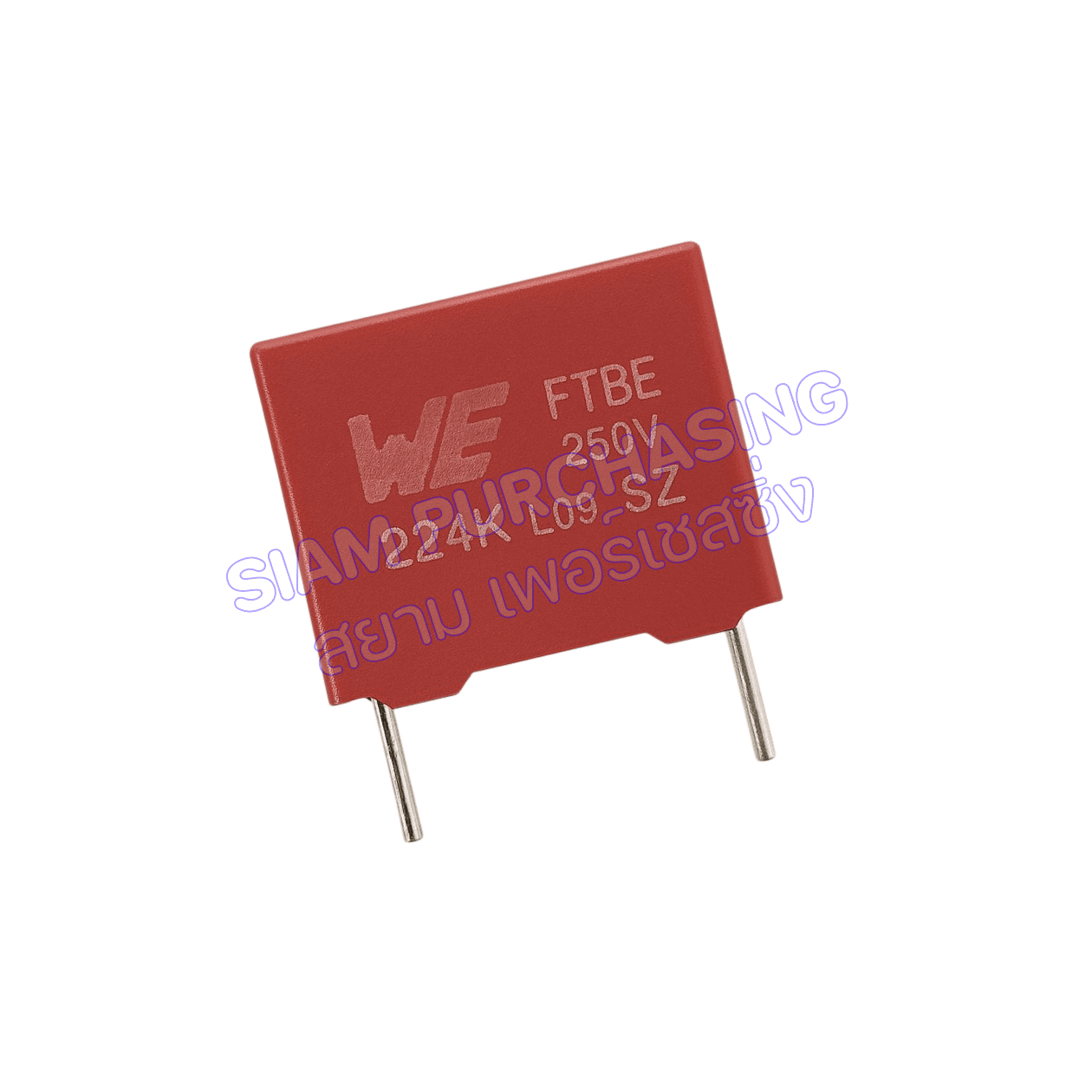 CAPACITOR FILM 0.22UF 250V WE 224K SIZE 5X13X12MM. สีแดง ฟิล์มคาปาซิเตอร์ (สินค้าในไทย ส่งเร็วทันใจ) - Image 3