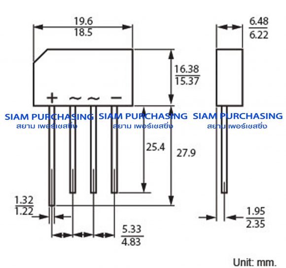 KBL407G-T0 ไดโอด Diode Bridge Rectifier 1000V/4A
