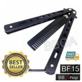 BF15 Balisong มีดบาลิซอง มีดควง มีดซ้อม มีดผีเสื้อ ปลายหวี สีดำ