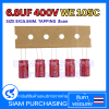 (จำนวน 5 ชิ้น) 6.8UF 400V WE 105C SIZE 8X15.5MM.TAPPING สีแดง CAPACITOR  (สินค้าในไทย ส่งเร็วทันใจ)